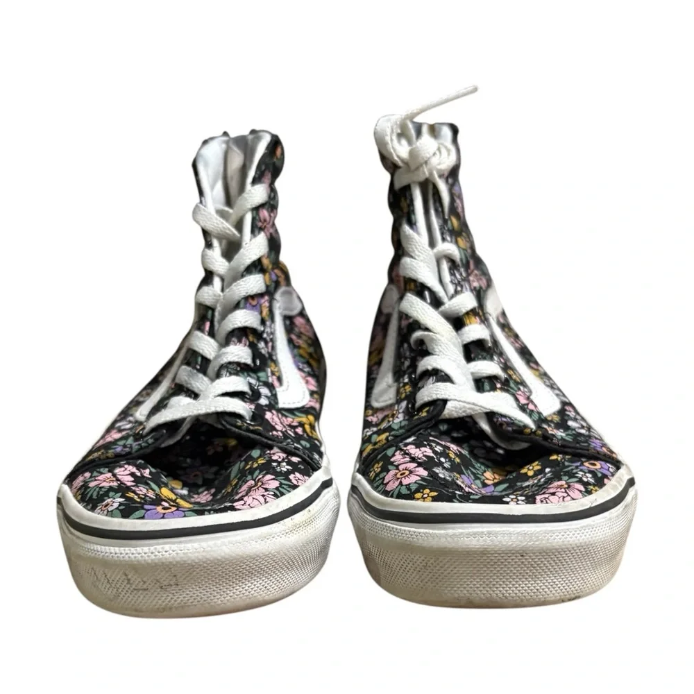 VANS Floral High-Top Sneakers Zip Back Size 3
